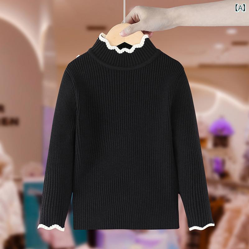 トップス キッズ ウェア ガールズ セーター 春秋 子供服 西洋風 小さい ガールズ インナー 暖かい ニット セーター