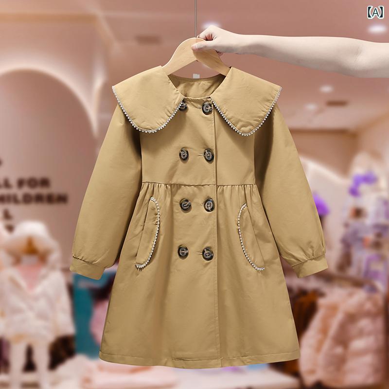 コート トップス キッズ ウェア ガールズ用 秋冬 子供服 ミドル丈中 大型 子供用 英国 ウインドブレーカー