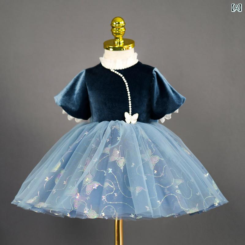 ドレス 発表会 ガールズ プリンセス 子供 クラシック ダンス パフォーマンス 服 ピアノ 古 筝 競技 パフォーマンス 服 高貴 キャットウォーク