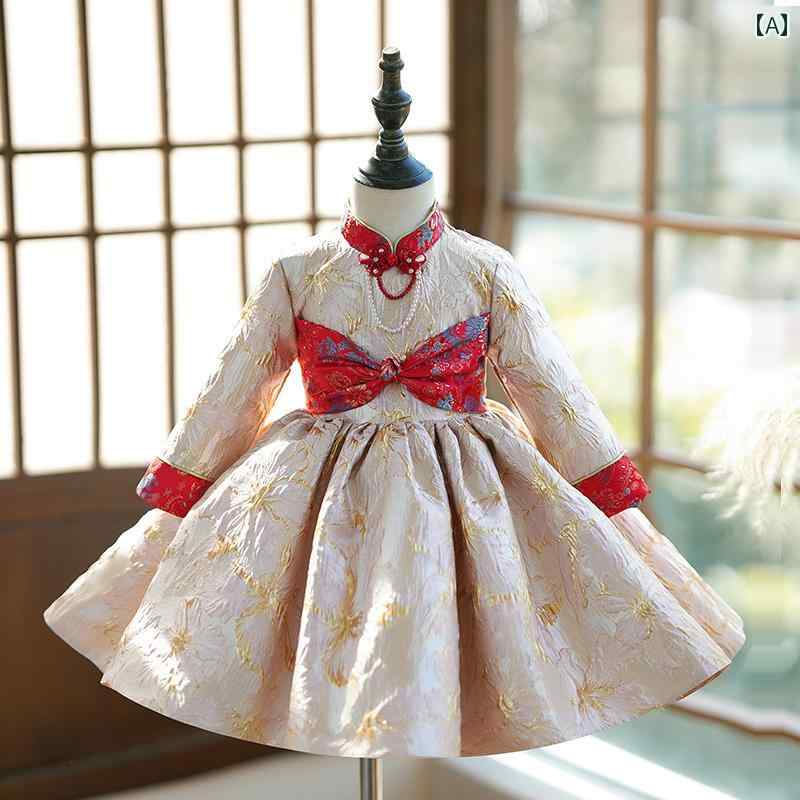 ドレス 女の子 女児 赤ちゃん 1歳 秋冬 子供 唐 スーツ 新年 挨拶用 ガールズ 中国 プリンセス
