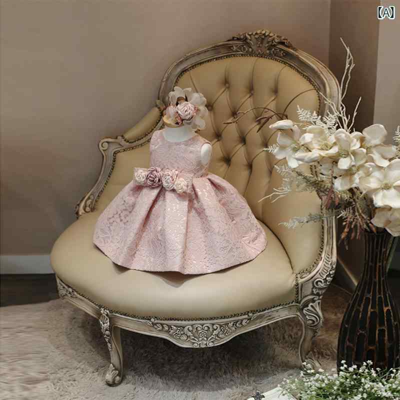 ドレス 女の子 ピンク 赤ちゃん 1歳 誕生日 子供用 プリンセス おしゃれ 赤ちゃん 百日 記念 房 状 ガーゼ ガールズ ホスト