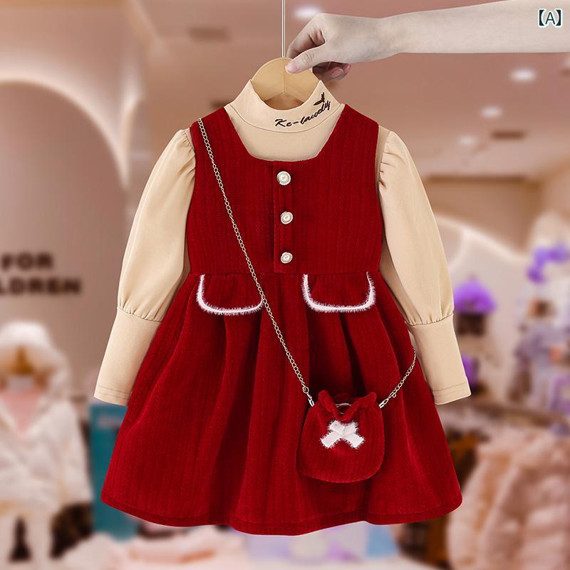 ドレス キッズ ウェア 女の子 春 スーツ 子供 1歳 ベビー レッド 大晦日 プリンセス ファッション