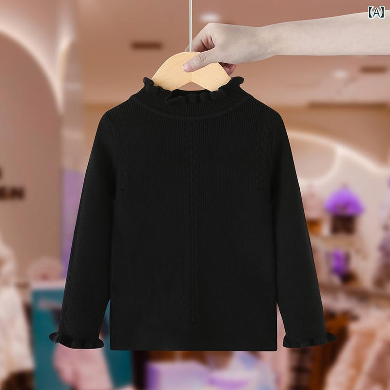 キッズ ウェア 女の子 ボトムス セーター 秋冬 子供用 ハーフ タートルネックセーター 子供用 中型 大型 ニット セーター 秋服 インナー