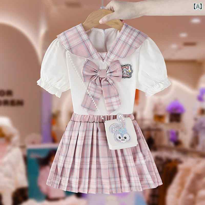 キッズ ウェア セットアップ ガールズ カレッジ 風 スーツ 夏 子供服 ガールズ jk スーツ 細身 おしゃれ ストリート 2点 セット