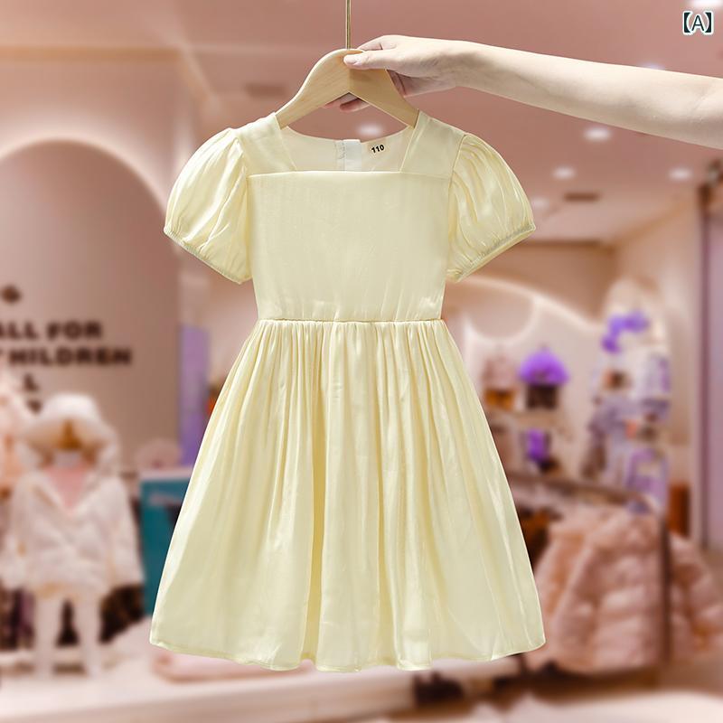 ドレス スカート キッズ ウェア ガールズ 夏服 子供服 ベージュ 夏 プリンセス 西洋風 誕生日 着用