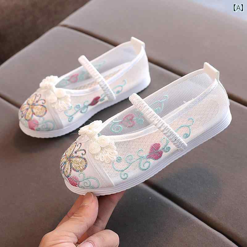 靴 韓服 女の子 中華風 子供 刺繍 エスニック アンティーク ベビー 衣装 古風 小さい 布靴 冬