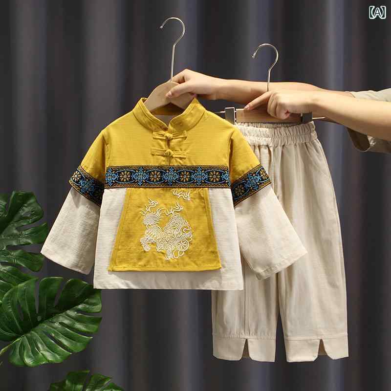 드레스 아이 한복 중국 중추절 아기 소년 퍼포먼스 옷 중국풍 소년 당나라 정장 가을 정장