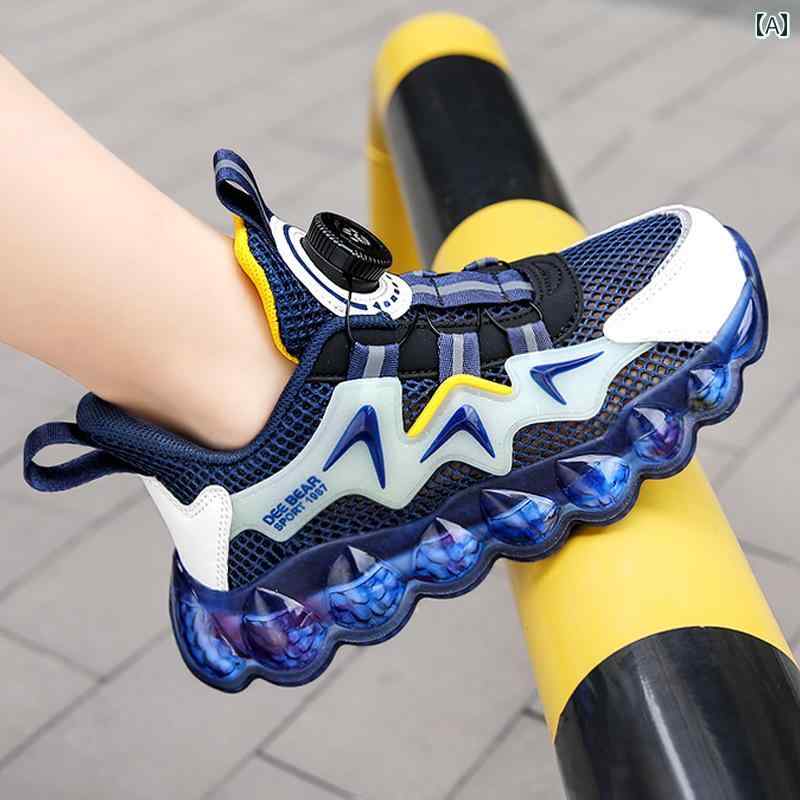 シューズ 靴 子供靴 スポーツ 男の子 メッシュ スニーカー 夏 子供 通気性 お父さん 男の子 回転 ボタ..