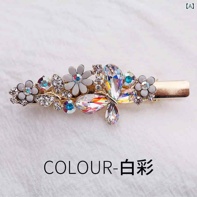 ヘア アクセサリー 髪留め 髪飾り サイド クリップ ラインストーン 前髪 クリップ 精巧 韓国 ファッシ..