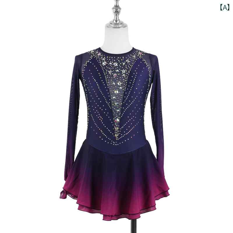 ドレス スカート フィギュアスケート 衣装 アイスダンス スケート パフォーマンス コスチューム ガール..