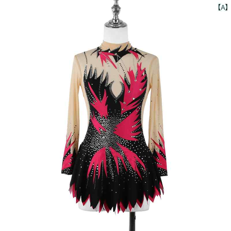 ドレス スカート フィギュアスケート 衣装 アイスダンス スケート パフォーマンス コスチューム ガール..