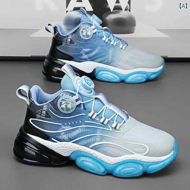 シューズ スポーツ 運動靴 ランニング メンズ 冬 ビッグ キッズ 回転 ボタン ソフト ソール 中学生 衝..