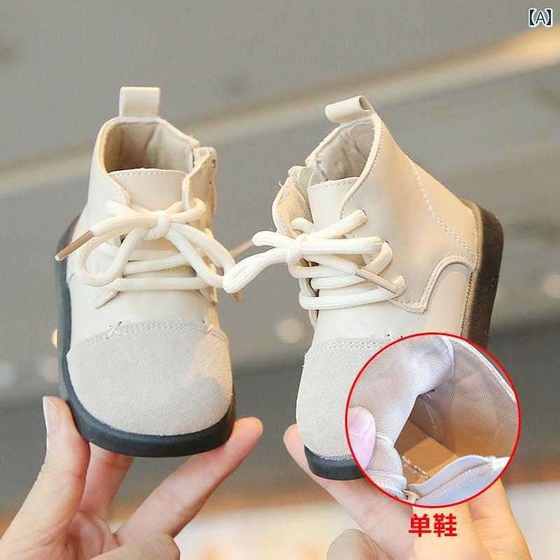 靴 シューズ 靴 ブーツ キッズ 春秋 子供 幼児 ソフト ソール ソフト レザーブーツ 男の子 ベビー 子供..