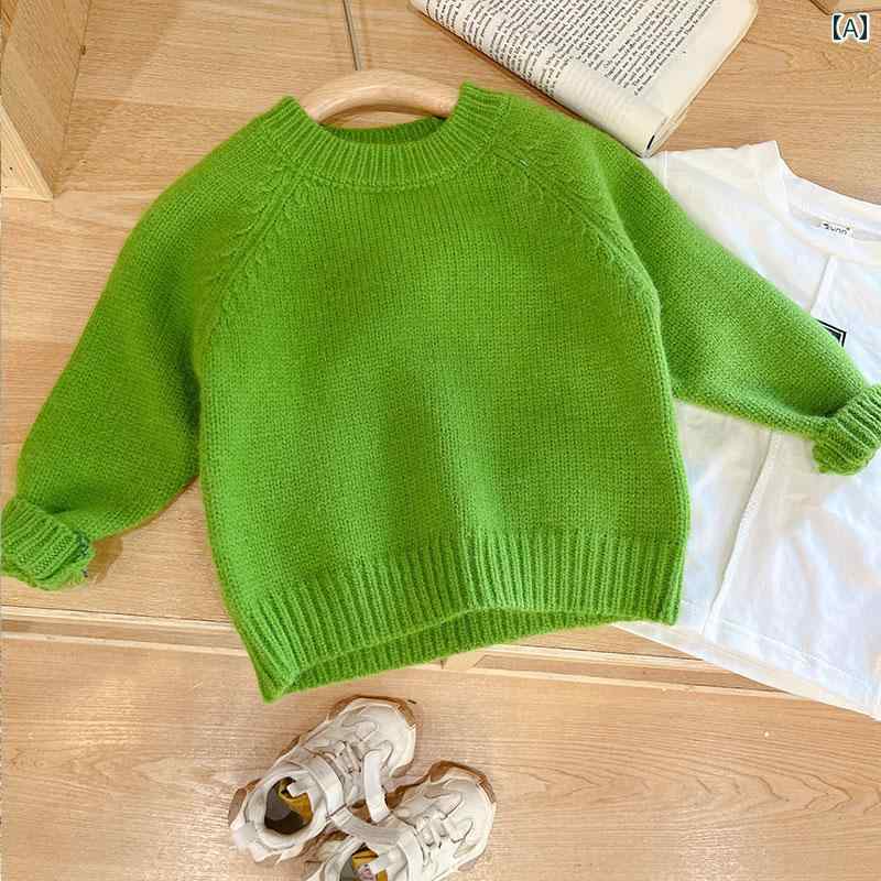 子供 セーター 秋 ソリッドカラー 長袖 ニット ベビー プルオーバー ケーブル セーター 男の子 ガール..