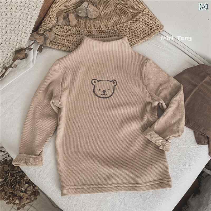 子供服 綿 韓国 子供 かわいい ストレッチ ハーフ タートルネックシャツ メンズ レディース ベビー 長袖 Tシャツ 秋冬