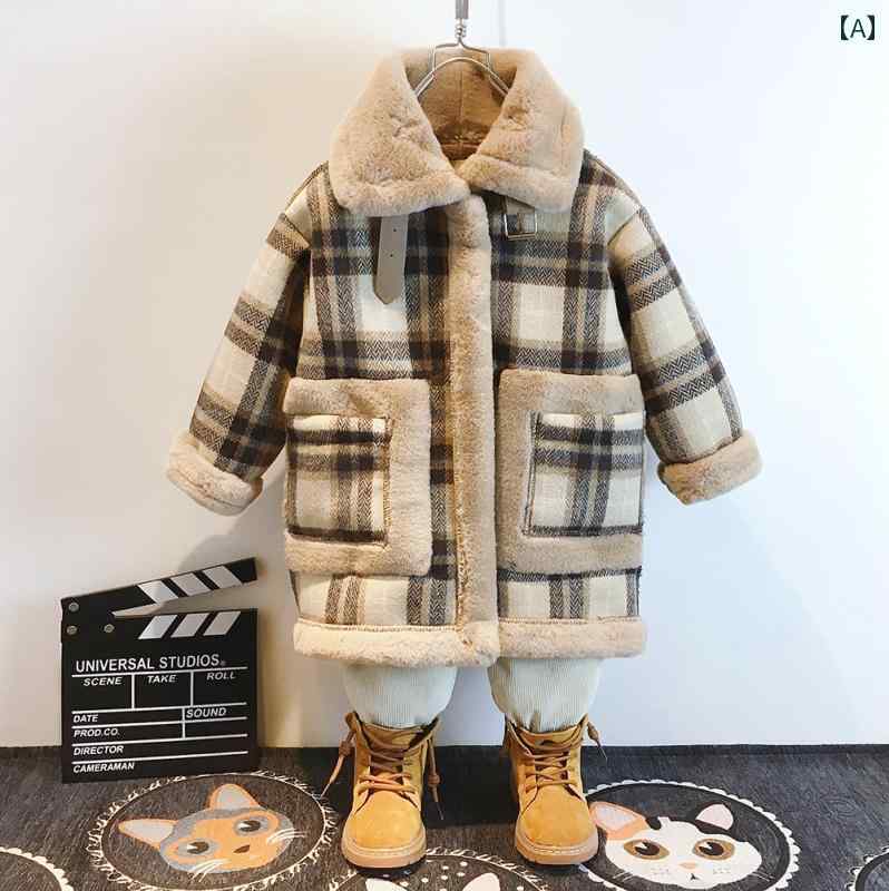 コート 子供用 ベルベット 冬用 ウール 中小型 キッズ ウェア 冬用 厚手 男女 ベビー用 ミドル丈 服