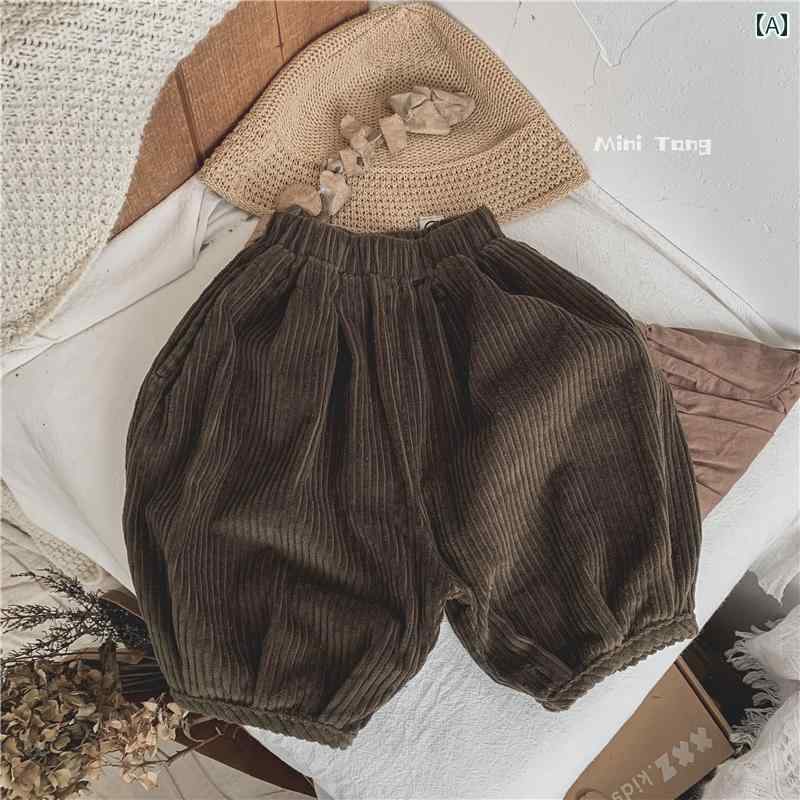 パンツ 子供服 韓国 キッズ コーデュロイ 厚手 コーデュロイパンツ 男の子 女の子 ベビー パンプキン 春秋用 クロップドパンツ