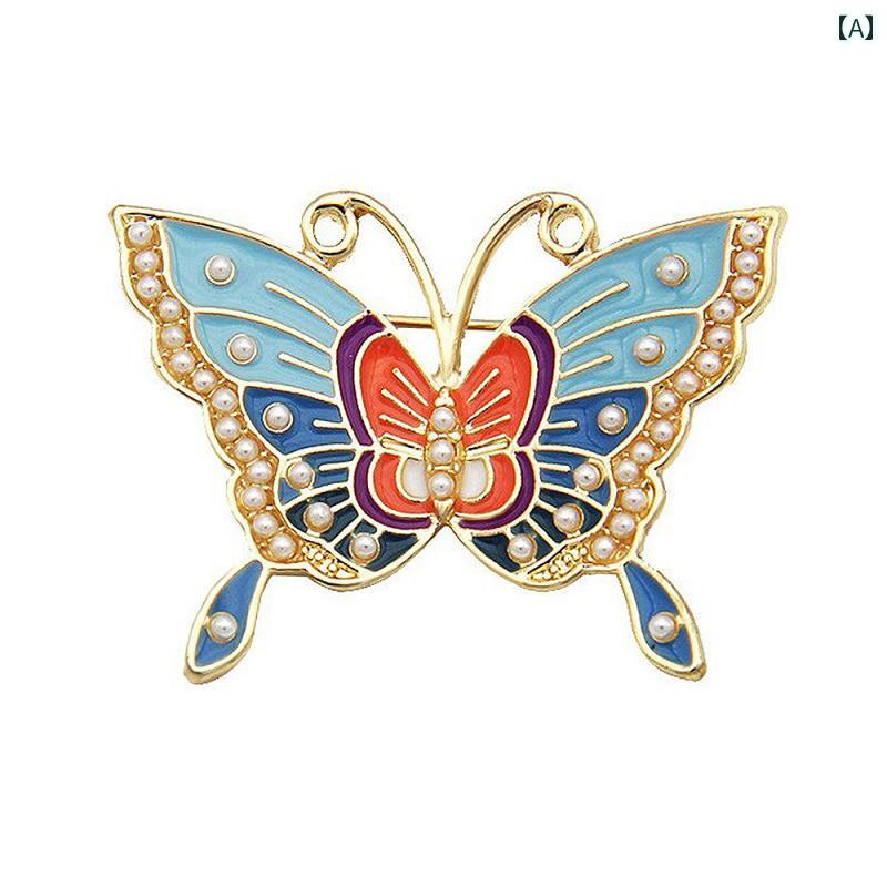 コート ブローチ おしゃれ 入学式 象眼 細工 小さい パール 蝶 子供用 帽子 ピン アクセサリー レディース セーター ジュエリー