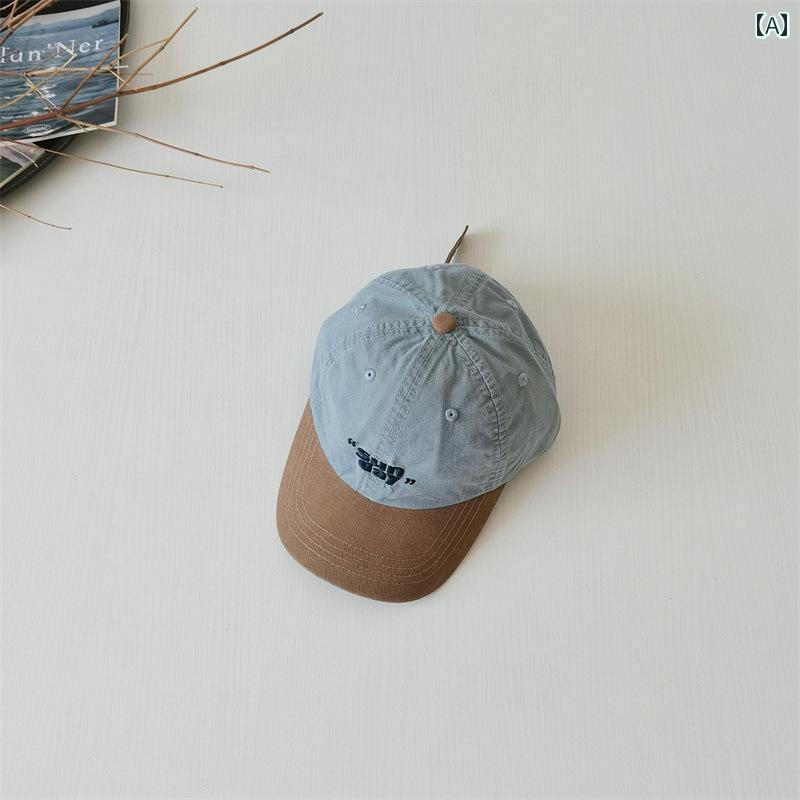 帽子 子供用 キャップ 秋 韓国 ウォッシュ 済み 男の子 女の子 カラー ブロッキング 刺繍 帽子 親子 野..