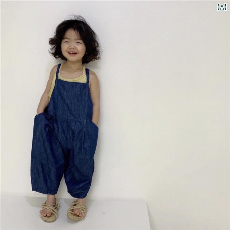 パンツ 子供服 3 シーズン 着用 韓国 肌優しい ベビー オーバーオール 子供用 デニム ジャンプ スーツ 春夏 ウェア