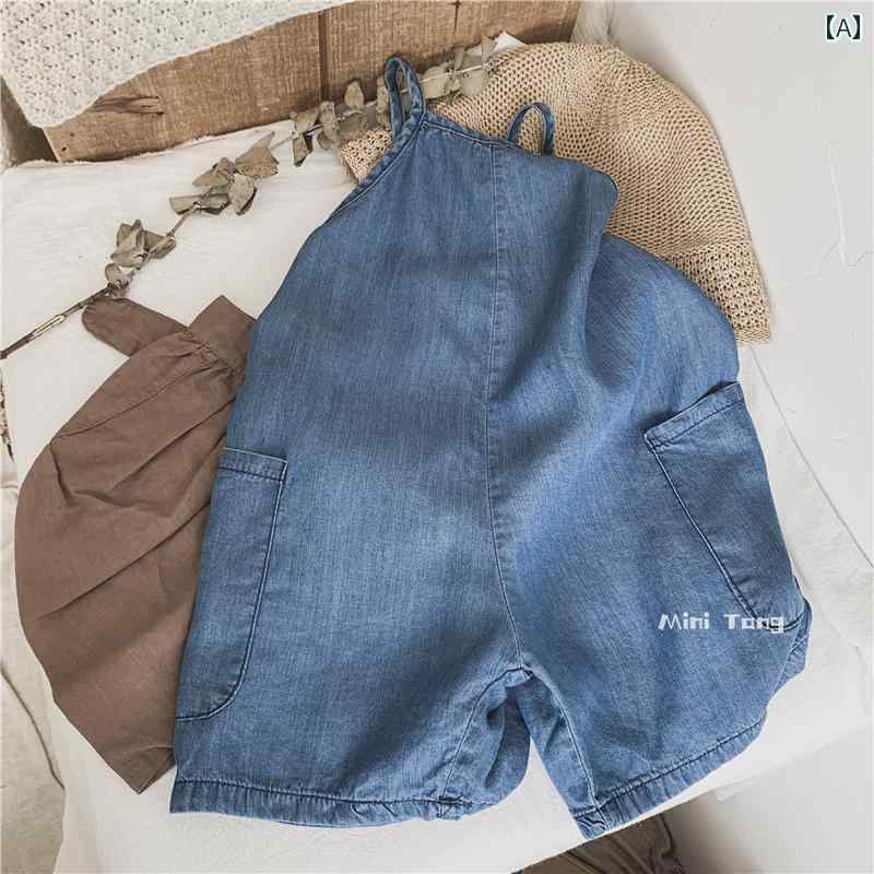 パンツ キッズ ウェア ジャンプ スーツ 薄い 柔らか 涼しい ユニセックス 男の子 ガールズ ベビー デニム サロペット ショート 夏服