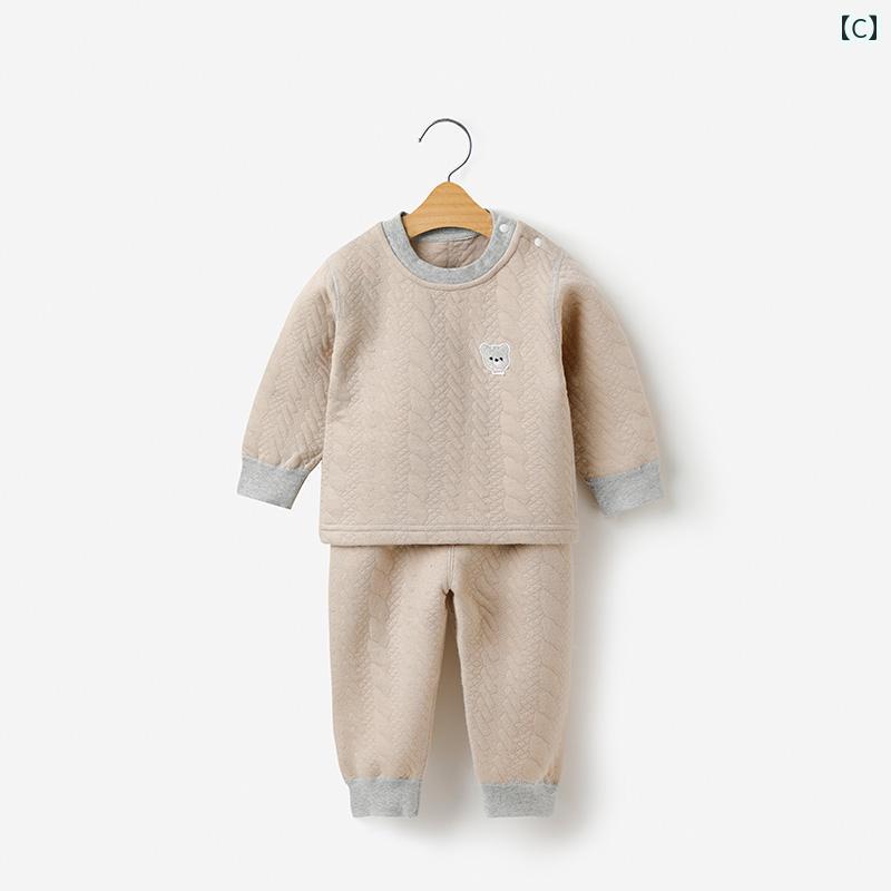 子供用 サーマル 下着 セット キルティング 厚み 男の子 女の子 秋服長 ズボン ベビー ホーム 服 春秋冬 3