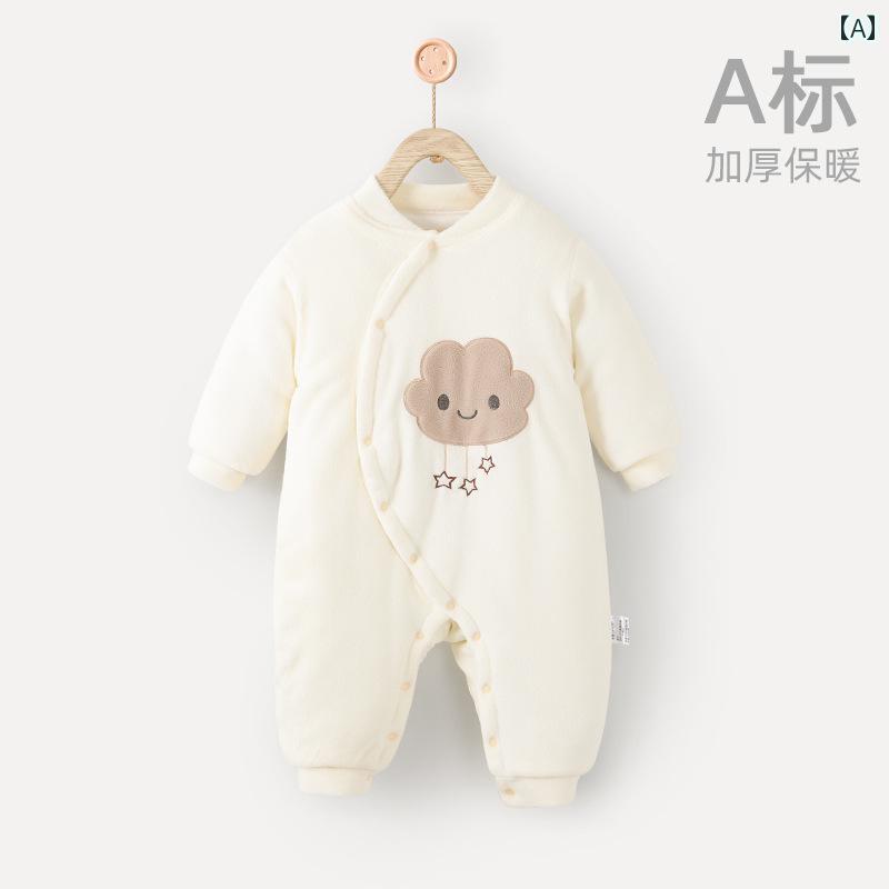 ロンパース かわいい 子供 カバー オール 秋冬 キルティング 暖かい フリース パジャマ クローリング 服 男性 女性 ベビー 服