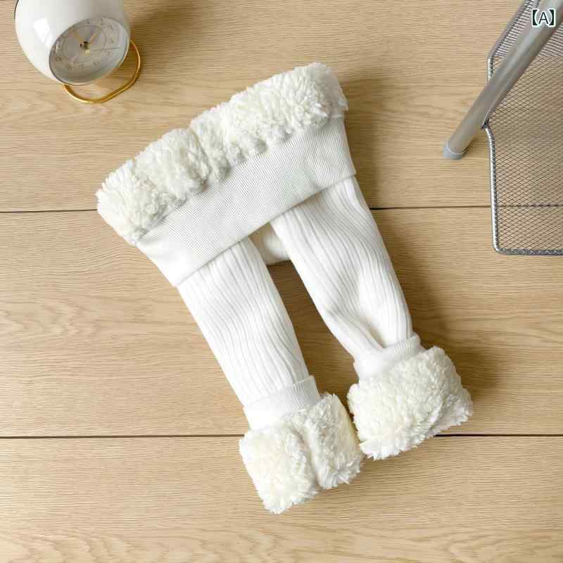 ベビーウェア かわいい 韓国 ベビー 秋冬 縦縞 裏起毛 厚手 クラウド ベルベット レギンス ベビー 暖か..