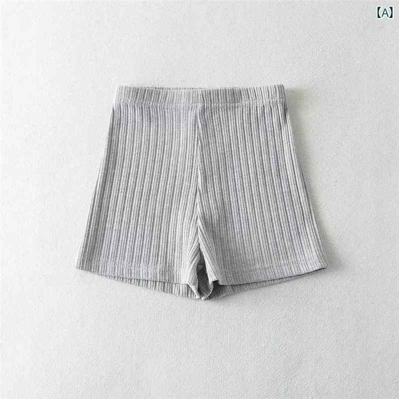 レディース アメリカ スレッド ニット ショーツ 女性 夏 薄手 スタイリッシュ ガール ウェア ハイウエスト タイト フィットネス スーパー ショーツ