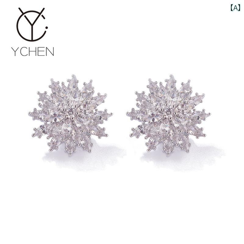 ピアス 大人 かわいい アクセサリー レディース ピアス 精巧 クリスタル エーデルワイス イヤー クリッ..