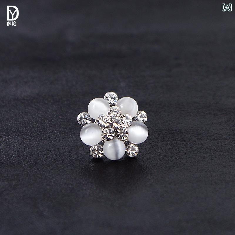 シャツ ブローチ おしゃれ レディース アクセサリー 花 ラウンド キャッツアイ ブローチ 露出 防止 バ..