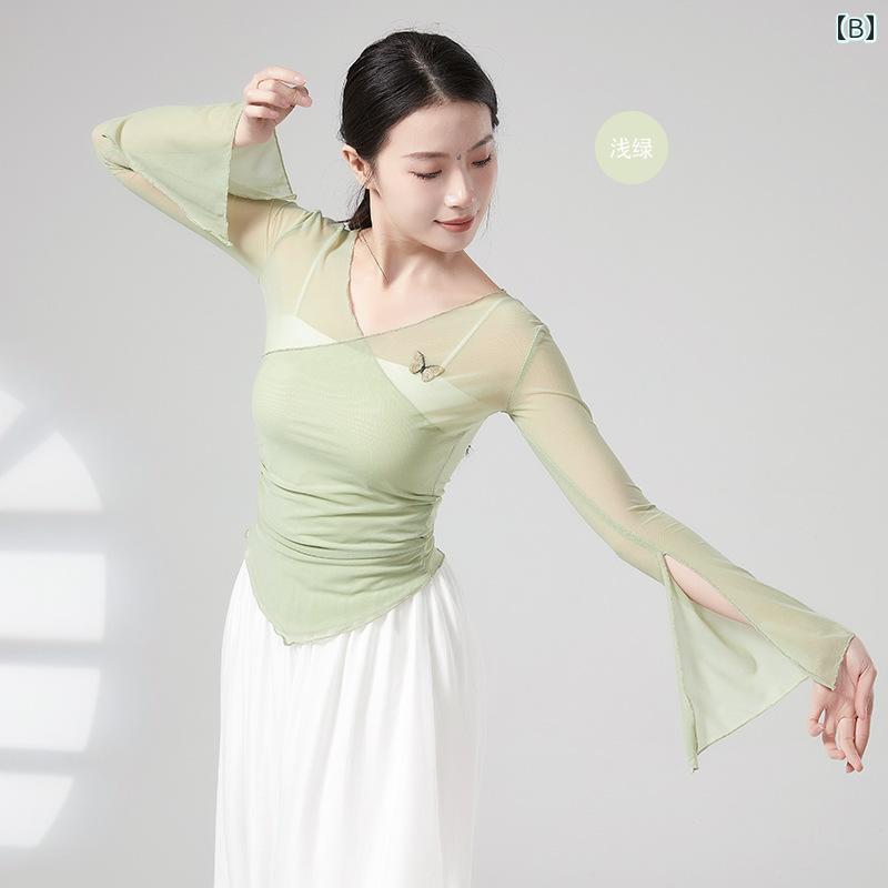 トップス クラシック ダンス クラシック ダンス ウェア 蝶 ガーゼ クラス 服 アート テスト 練習服 中国 フォーク ダンス 服 女 講師