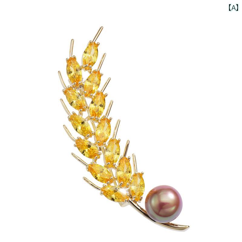 ブローチ 上品 セレモニー 女性 スーツ用 赤い 小麦 耳 ブローチ スーツ コサージュ ブローチ 精巧 雰..