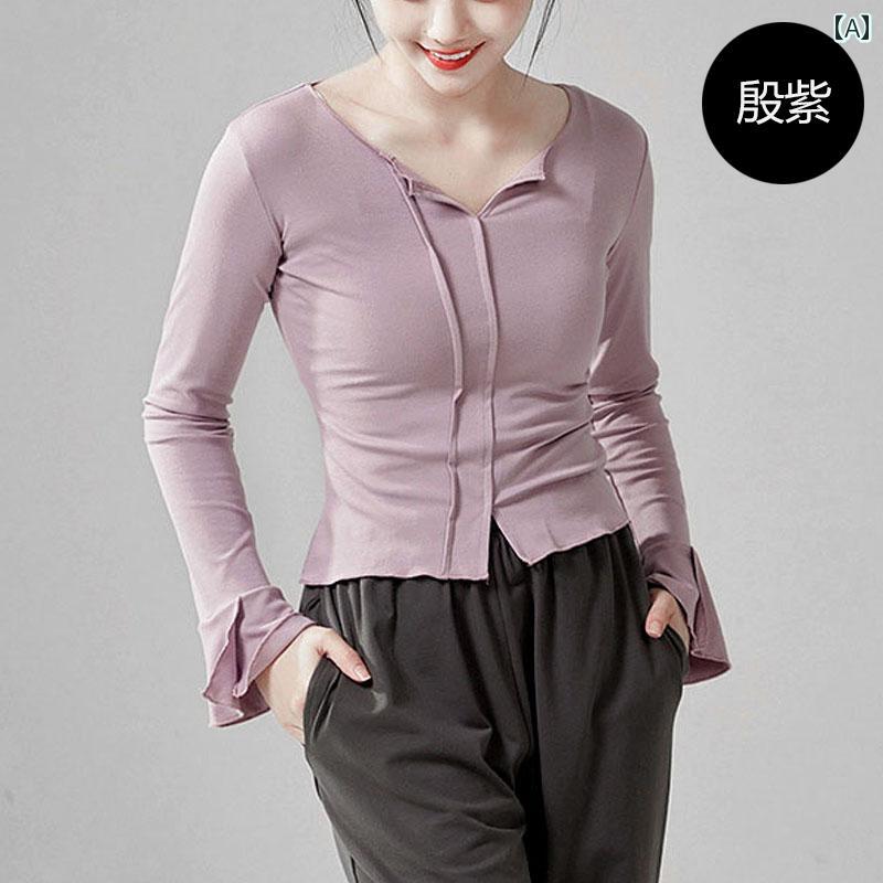 トップス クラシック ダンス 練習服 レディース 長袖 大人 ダンス トレーニング 服 エスニック 中国 モダン ダンス パフォーマンス 服 秋冬