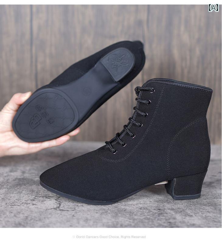 シューズ ヒール ハイヒール 社交 ダンス ブーツ ストレート ソール ラバーソール ダンス 女性 オックスフォード 布 スクエアダンス