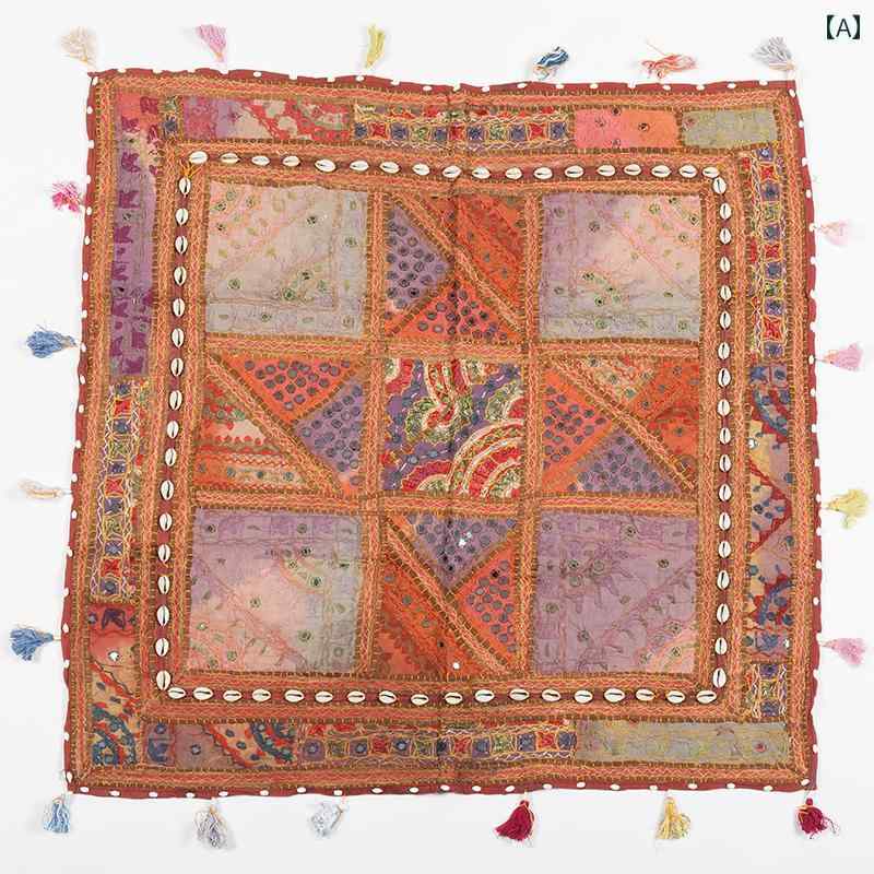 インド エスニック 手 刺繍 パッチワーク クッション ホーム フロア マット デスク トップ 装飾 布 ホ..