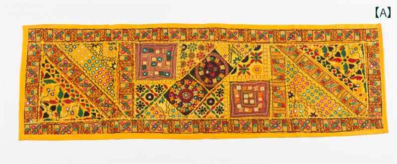 インド 風 ネパール パッチワーク 刺繍 スパンコール ミラー タペストリー 壁 タペストリー家 装飾 エ..