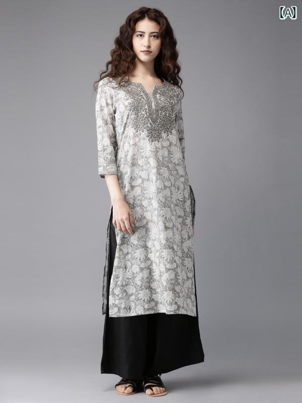 樂天商城 - トップス レディース ファッション インド エスニック 女性 綿 プリント ミドル丈 ローブ エレガント ヨガ デイリー カジュアル 2色