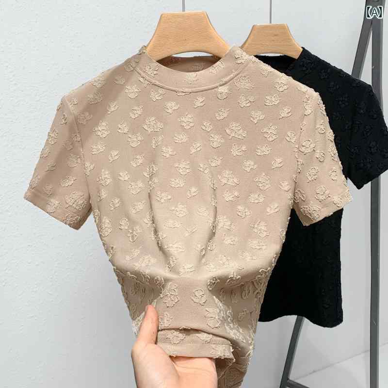 トップス シャツ 社交ダンス レディース ハーフ タートルネック メッシュ ラテン 半袖 標準 モダン ダンス 練習 服 女性 ダンス インナー