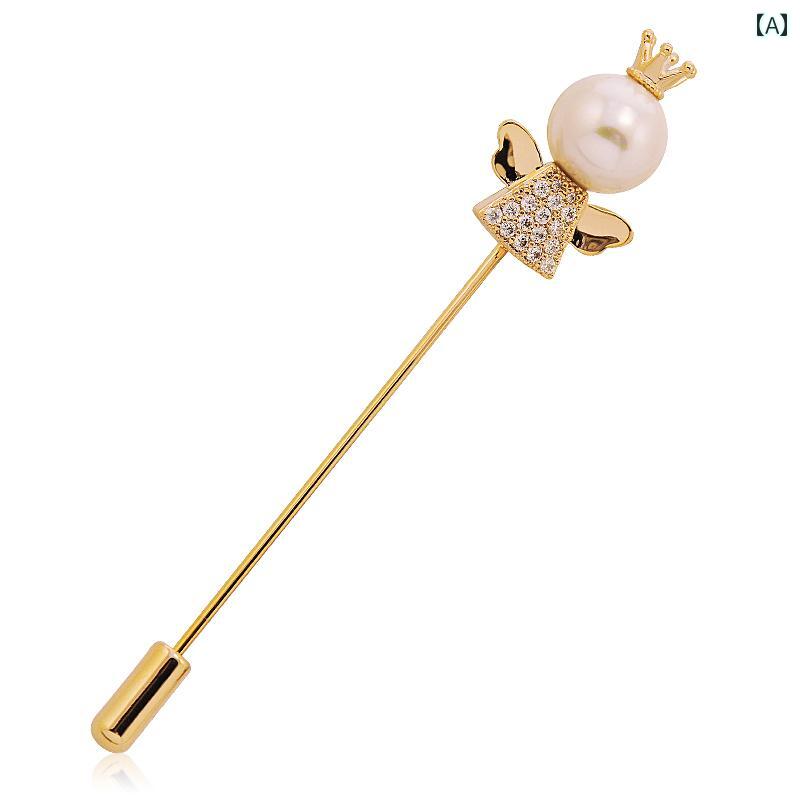 ブローチ セレモニー おしゃれ 小さい 天使 言葉 ファッション パール コサージュ スーツ メンズ レデ..