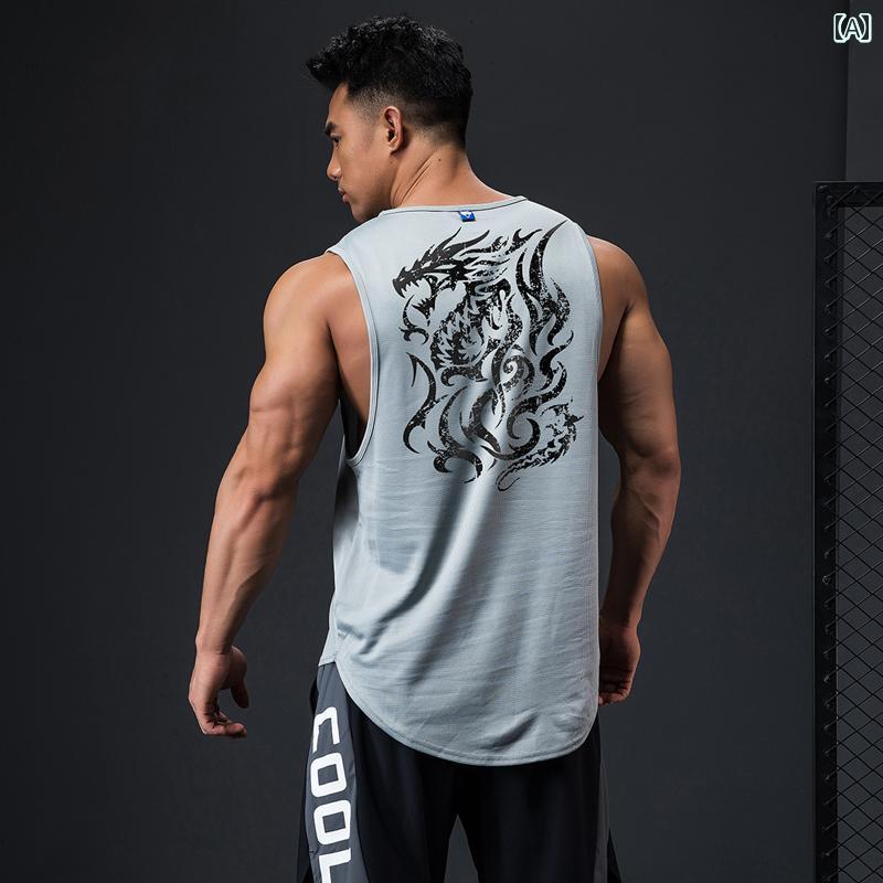 トップス ノースリーブ メンズ マッスル スポーツ フィットネス ベスト ワイド ショルダー 速乾 通気性 高弾性 筋トレ ランニング