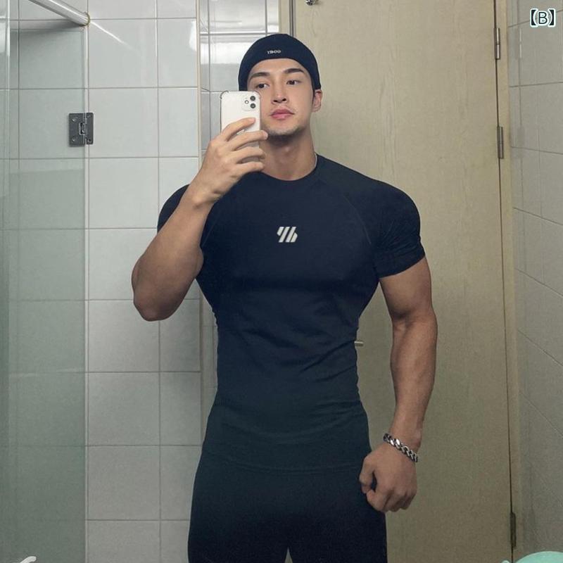 マッスル Tシャツ 速乾 タイツ メンズ フィットネス 半袖 アイアン 装備 トレーニング 吸汗性 バスケットボール ランニング スポーツ