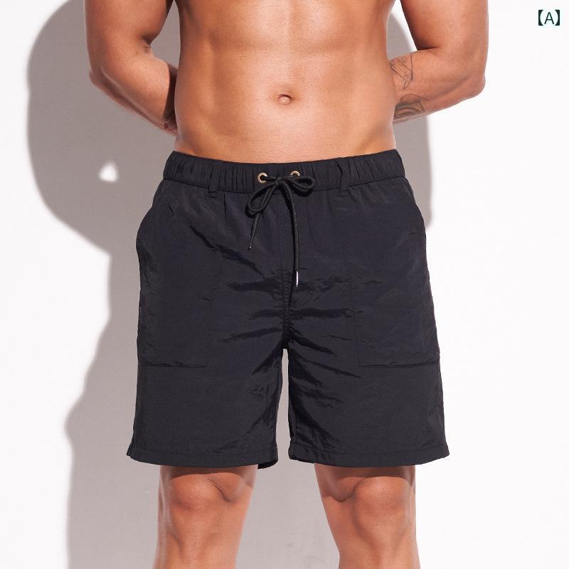 パンツ スポーツ マッスル メンズ クォーター ショーツ 夏 速乾 裏地 ビーチ スポーツ スリム カジュアル ワーク ショーツ