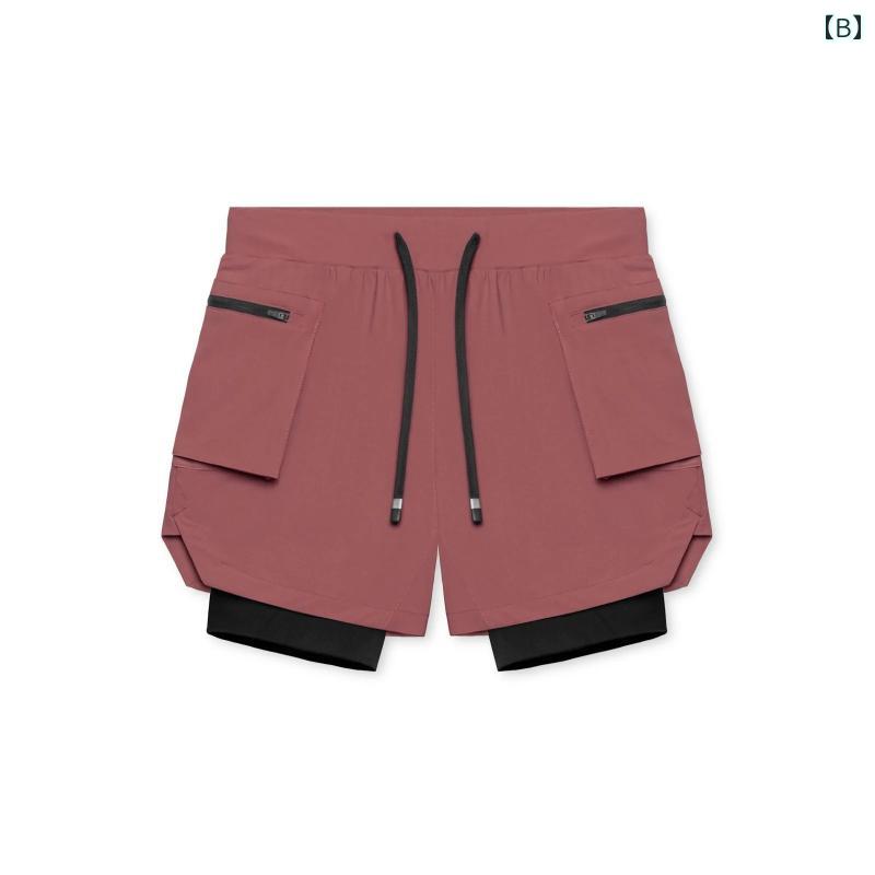 パンツ スポーツ マッスル メンズ 二重 裏地 フィットネスショーツ 夏 速乾 アメリカン 三分丈 スポーツ カーゴ ランニング バスケットボール