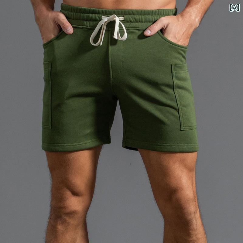 パンツ スポーツ マッスル メンズ 夏 綿 ポケット アメリカン カーゴ ショーツ フィットネス ランニング スクワット スポーツ ショーツ
