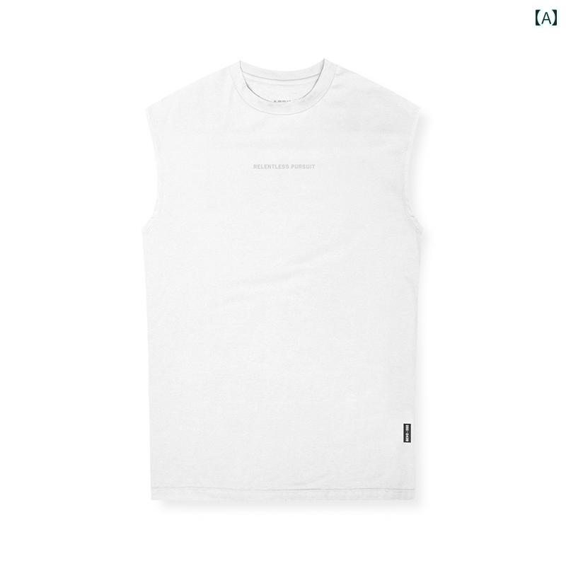 ノースリーブ メンズ マッスル アメリカン スポーツ ベスト 夏 速乾 通気性 ノースリーブ Tシャツ 半袖 フィットネス バスケットボール トレーニング ベスト