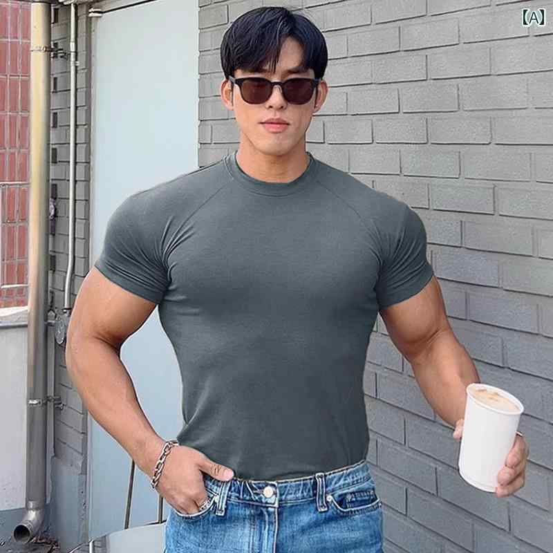 メンズ マッスル Tシャツ フィットネス 服 半袖 T 速乾 フィットネス 服 ランニングウェア トレーニング 弾性 フィットネス タイツ スポーツ