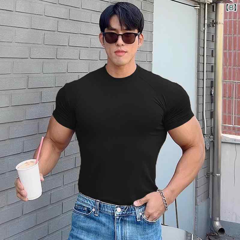 メンズ マッスル Tシャツ フィットネス 服 半袖 T 速乾 フィットネス 服 ランニングウェア トレーニング 弾性 フィットネス タイツ スポーツ