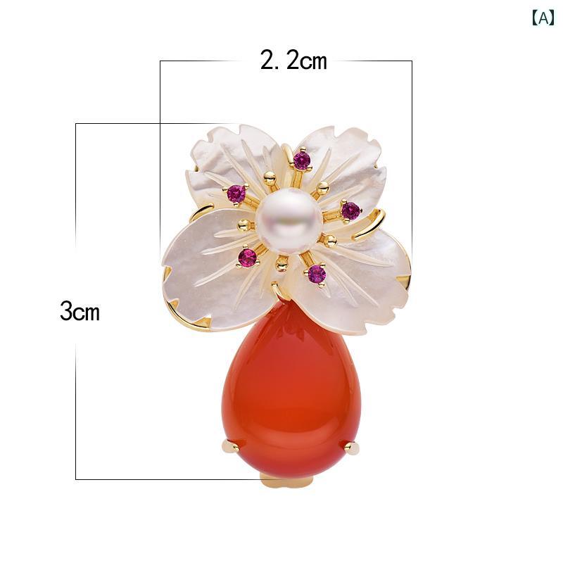 ブローチ 上品 セレモニー 花 中華風 チャイナ プレス シェル パール コサージュ ブローチ ハイエンド 女性 中華風 ピン アクセサリー