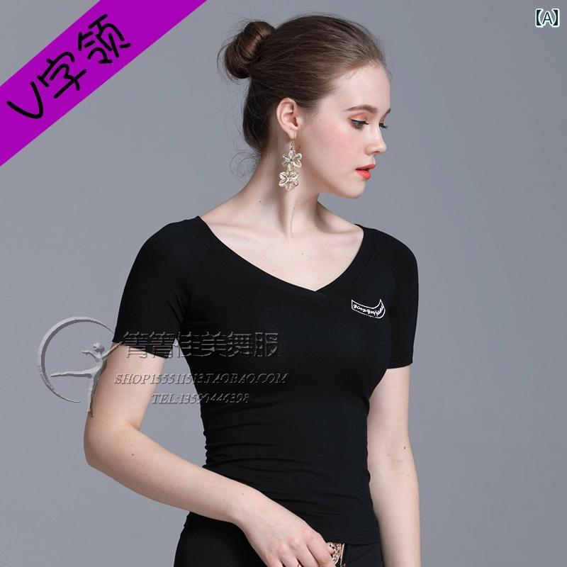 トップス ダンス レディース モダールコットン 半袖 ストレッチ Tシャツ ラテン ダンス パフォーマンス 衣装 モダン ダンス 大人 女性 夏